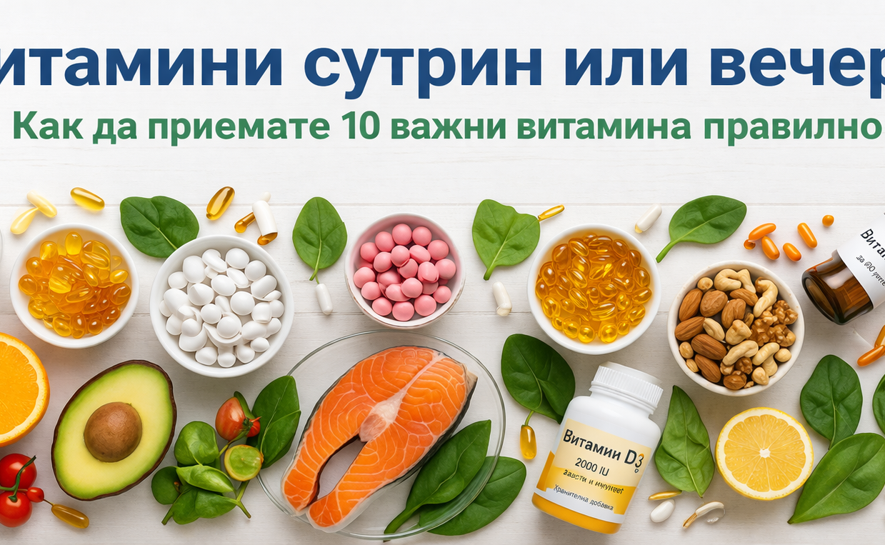 Витамини сутрин или вечер? Как да приемате 10 важни витамина правилно